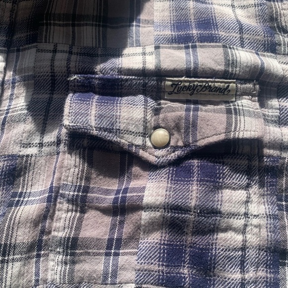 Lucky Brand Flannel Check Plaid Pearl Snap Western Casual Shirt Men Medium - Picture 4 of 9